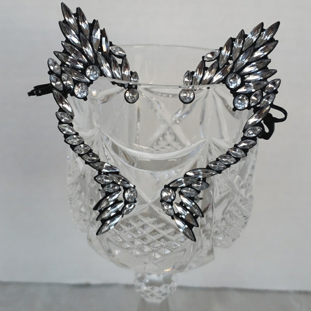 Vintage silver color rhinestone earrings